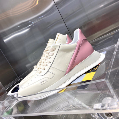 Rick Owens Cream and Pink Low-Top Sneakers