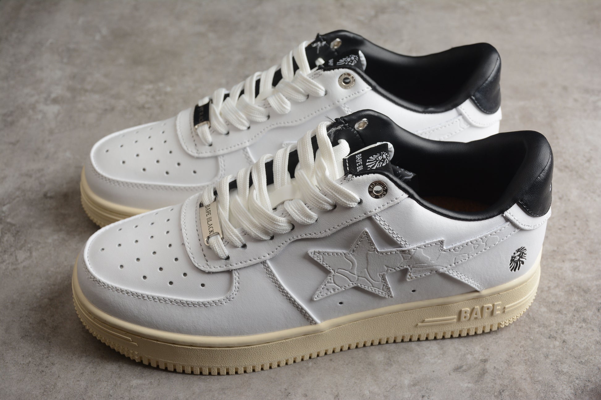 BAPE STA Low-Top Sneakers in White and Black