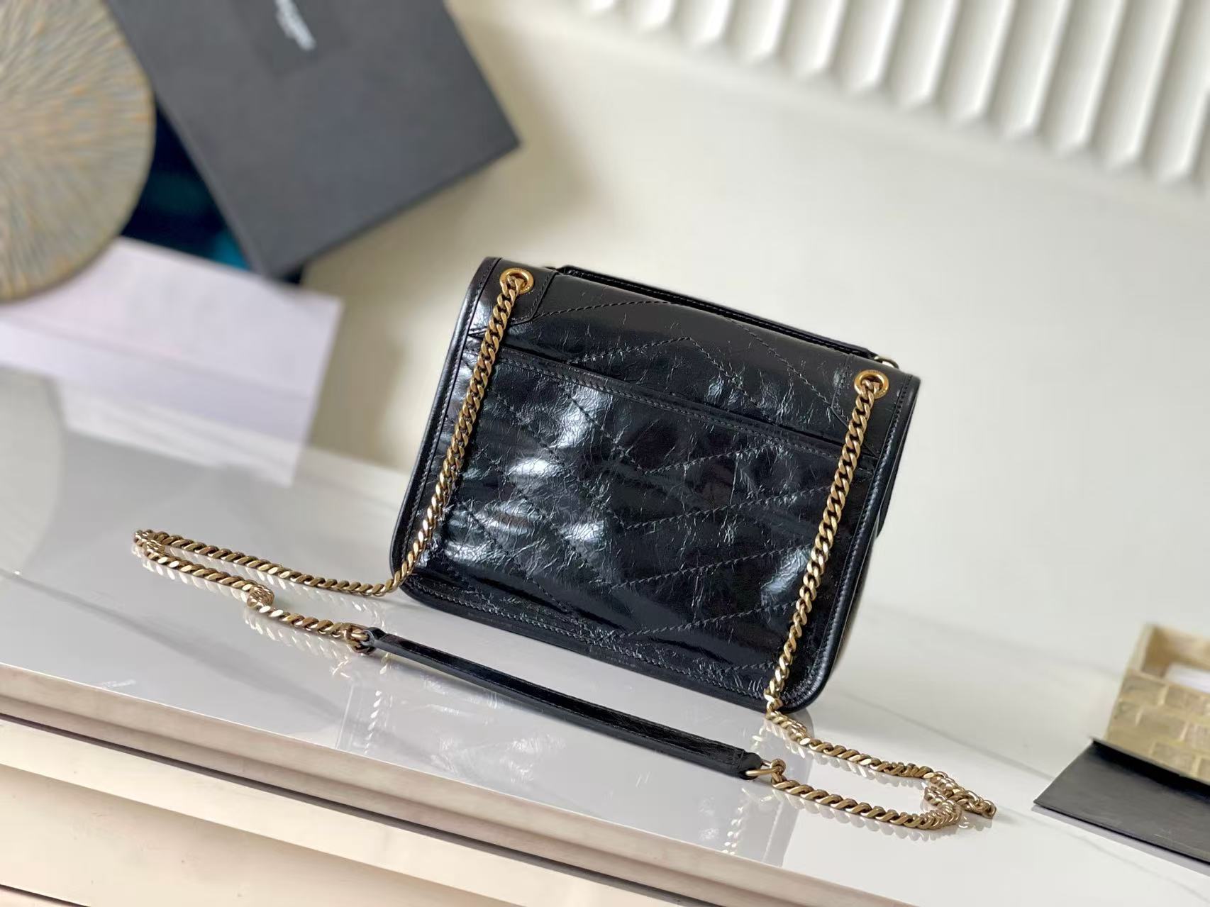 Saint Laurent Black Elephant Grain Bag