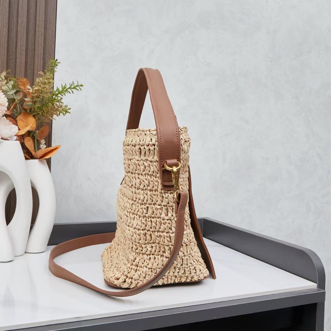 Saint Laurent Raffia Bucket Bag
