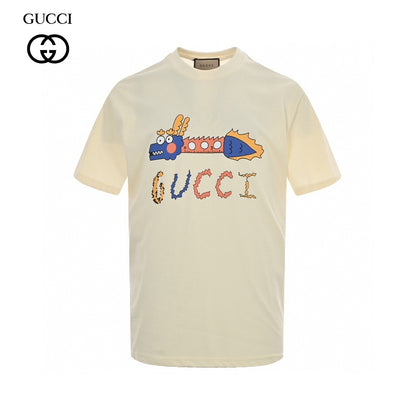 Gucci White T-Shirt with Dragon Graphic