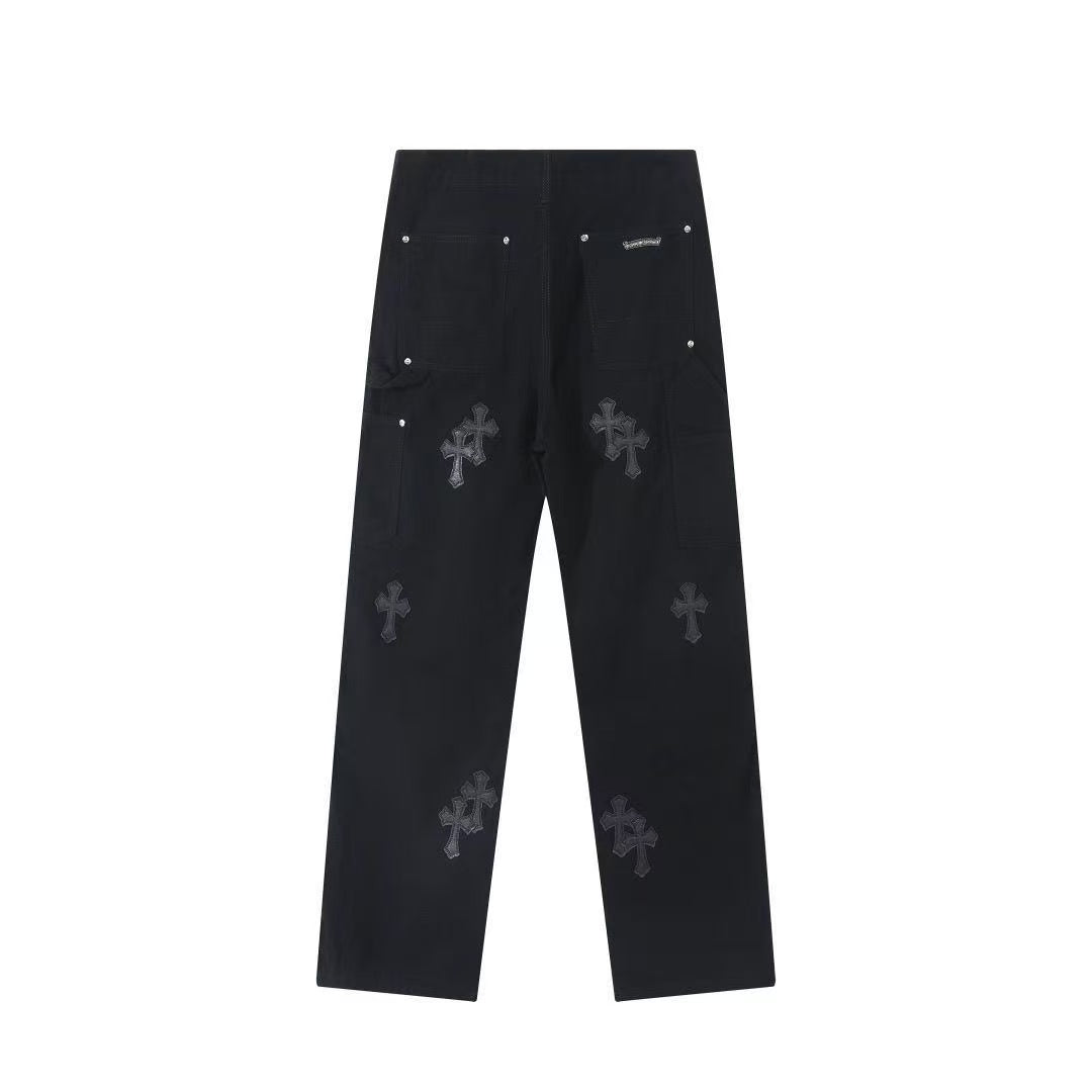 CHROME HEARTS BLACK CROSS PATCH JEANS BLACK