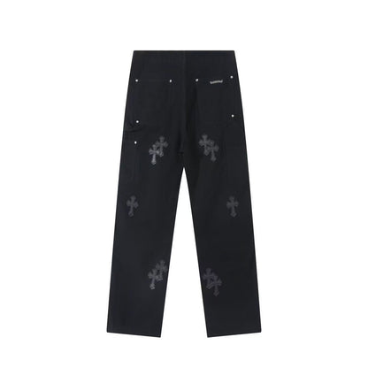 CHROME HEARTS BLACK CROSS PATCH JEANS BLACK