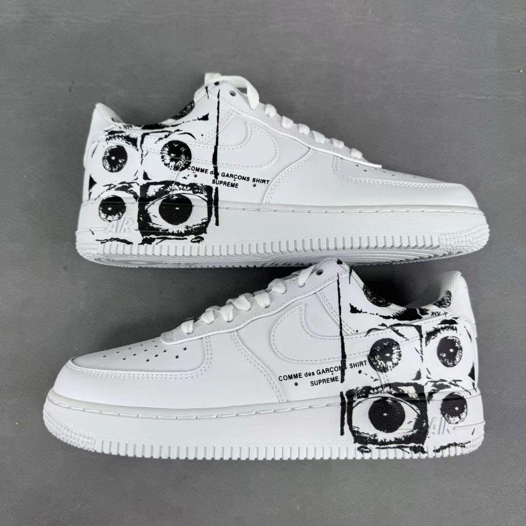 Nike Air Force 1 '07 in White/Black with Six Eyes: Arachnid Icon