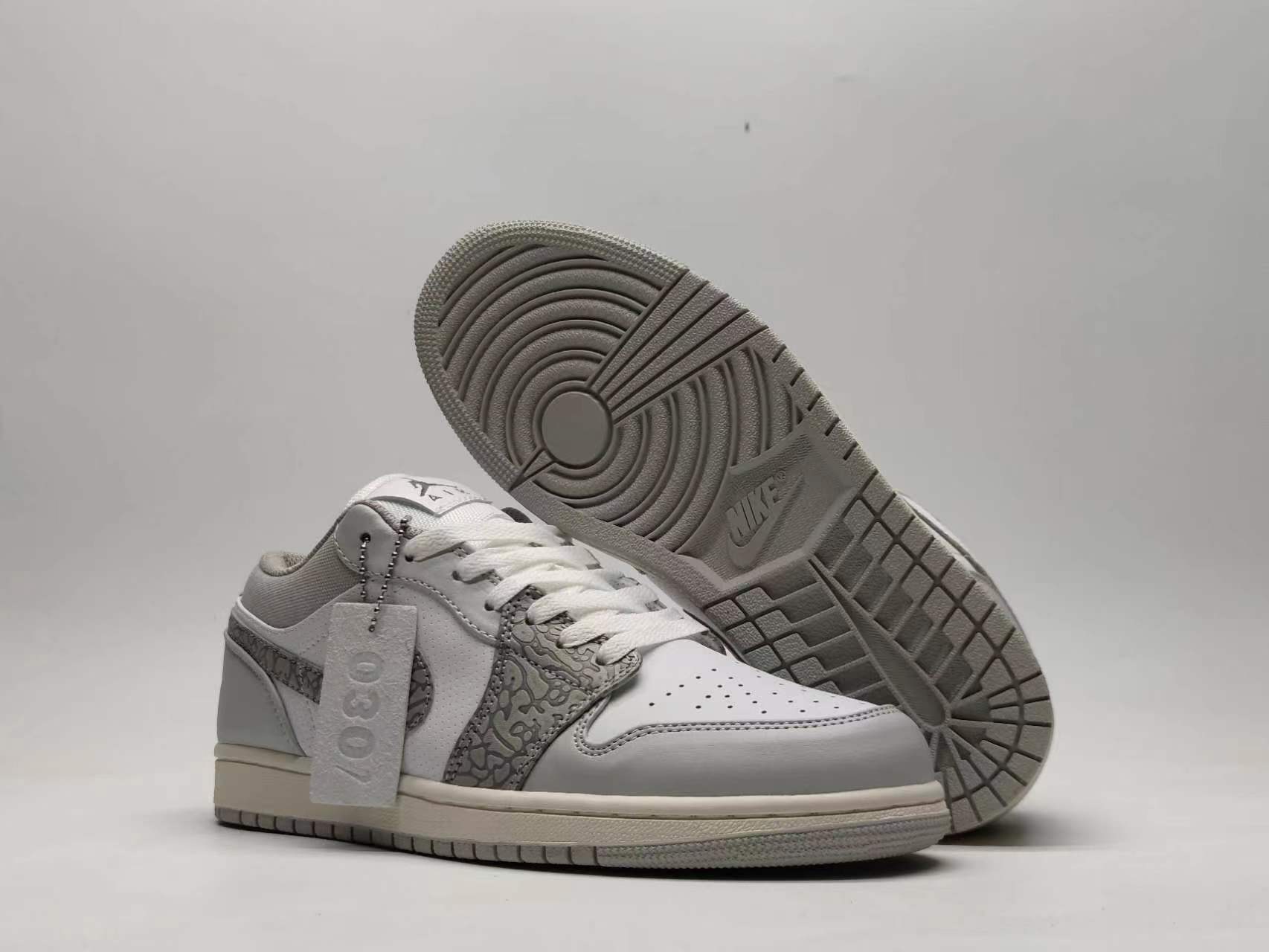 Air Jordan 1 Low “Grey White Elephant Print”