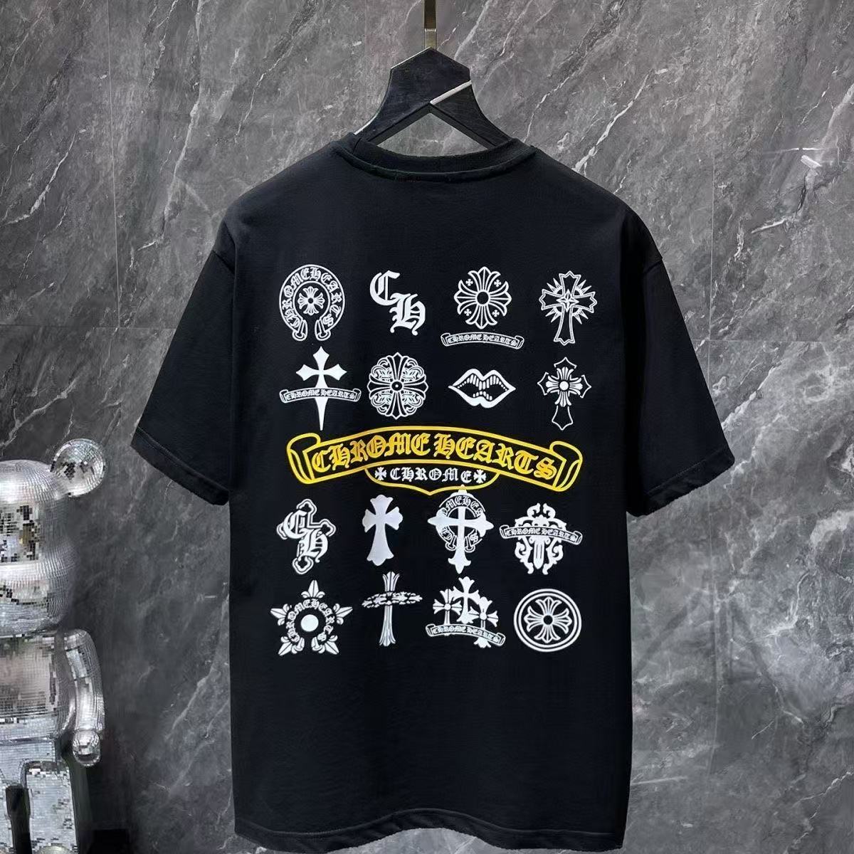 Chrome Hearts Classic Crewneck T-Shirt in Black/White/Yellow