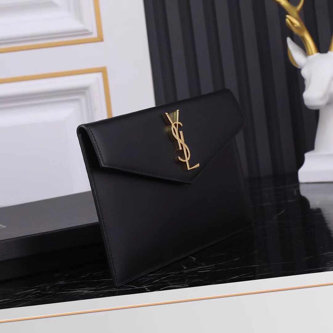Saint Laurent Black Envelope Clutch