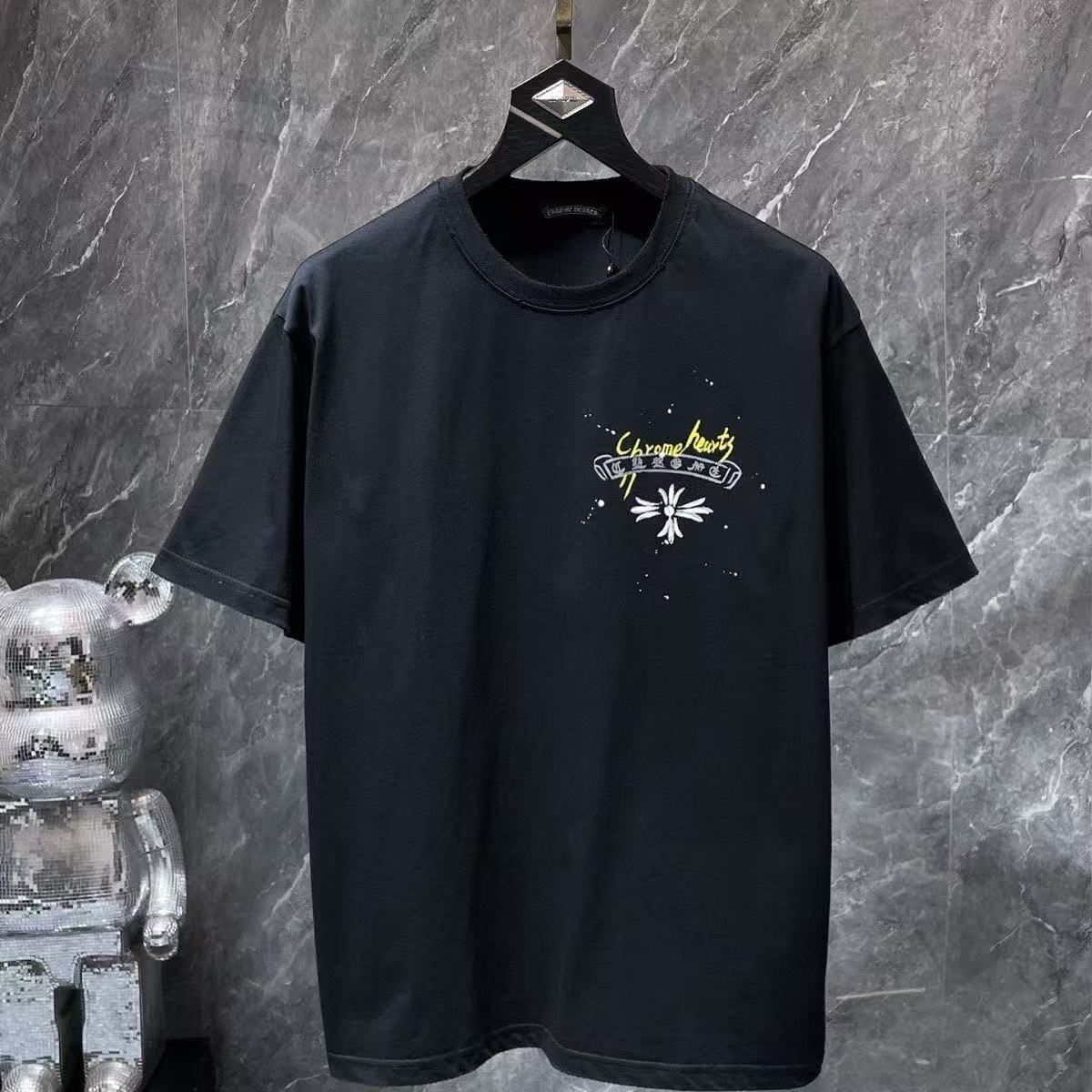 Chrome Hearts Classic Crewneck T-Shirt in Black/White/Yellow