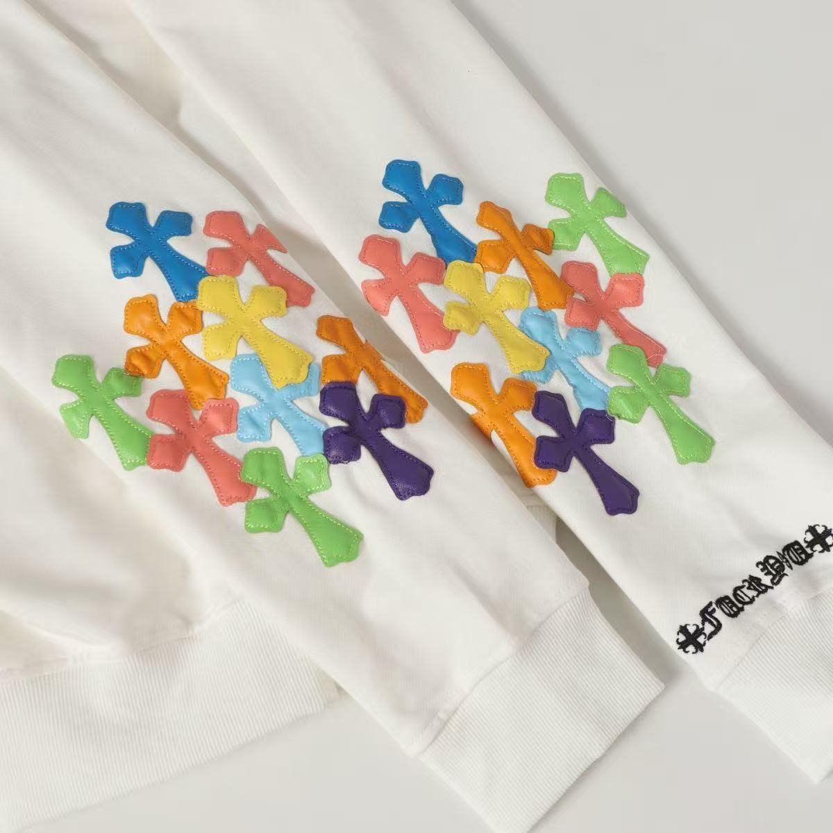 CHROME HEARTS Multicolor Cross Patch Zip-Up Hoodie - White
