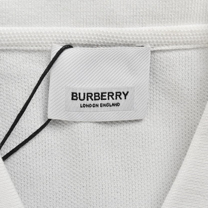 Burberry Striped Collar Polo Shirt in White