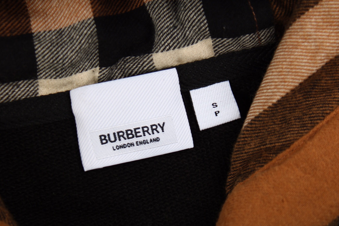 Burberry Check-Lined Hoodie - Black