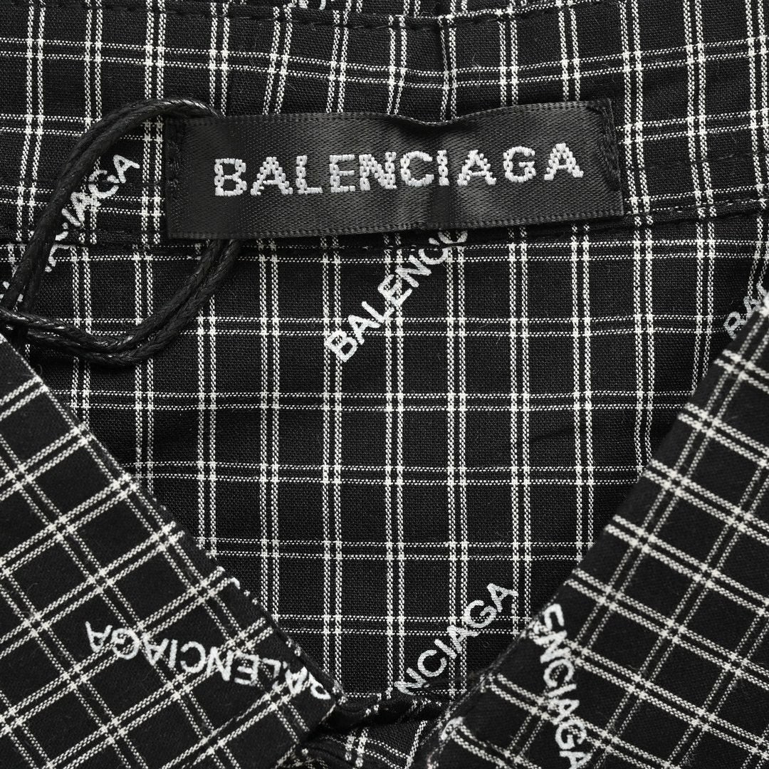 Ba*len*cia*ga allover logo check shirt