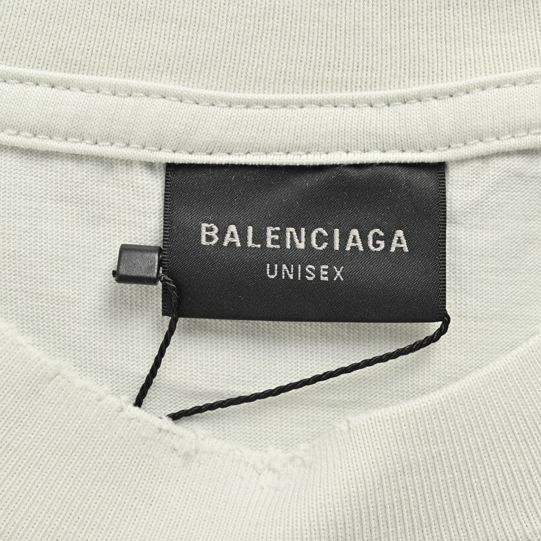 Ba*len*cia*ga distressed logo t-shirt in white