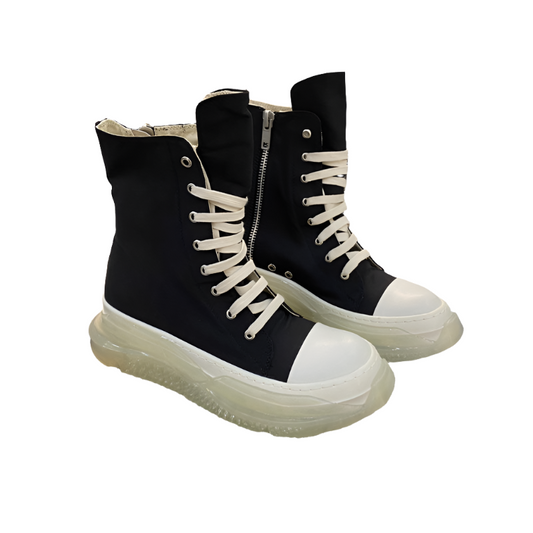 Rick Owens High-Top Canvas Boots - Black with Translucent Sole