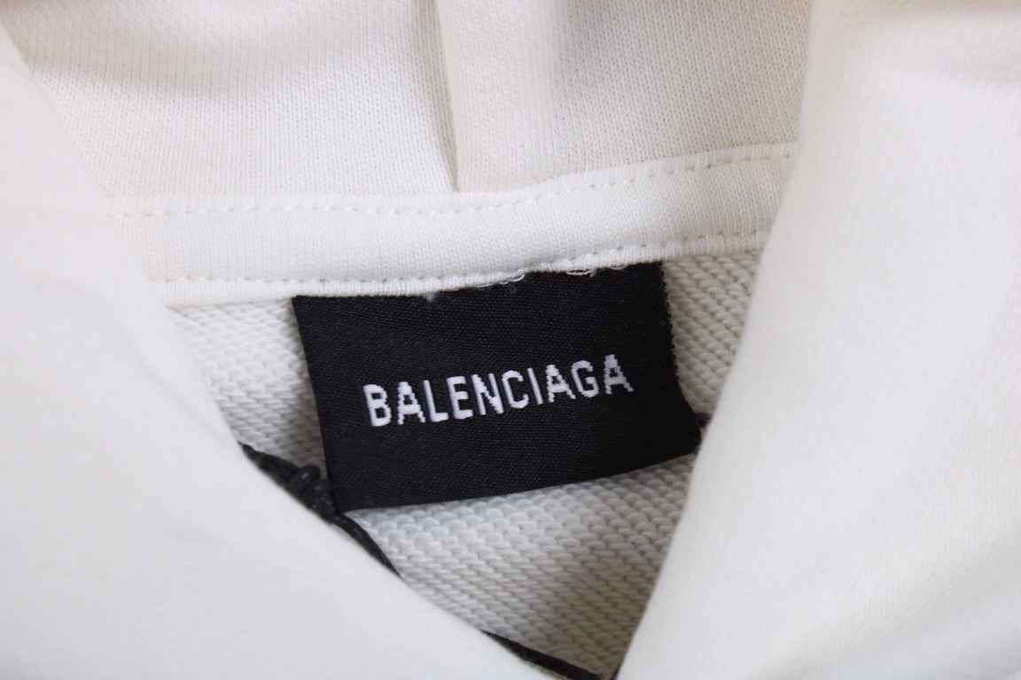 Ba*len*cia*ga white hoodie with "i love" graphic