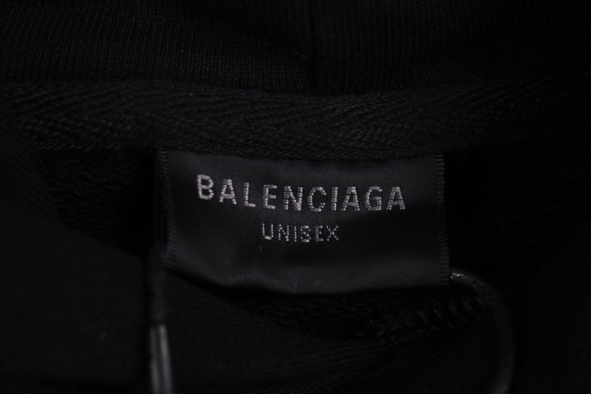 Ba*len*cia*ga black logo hoodie