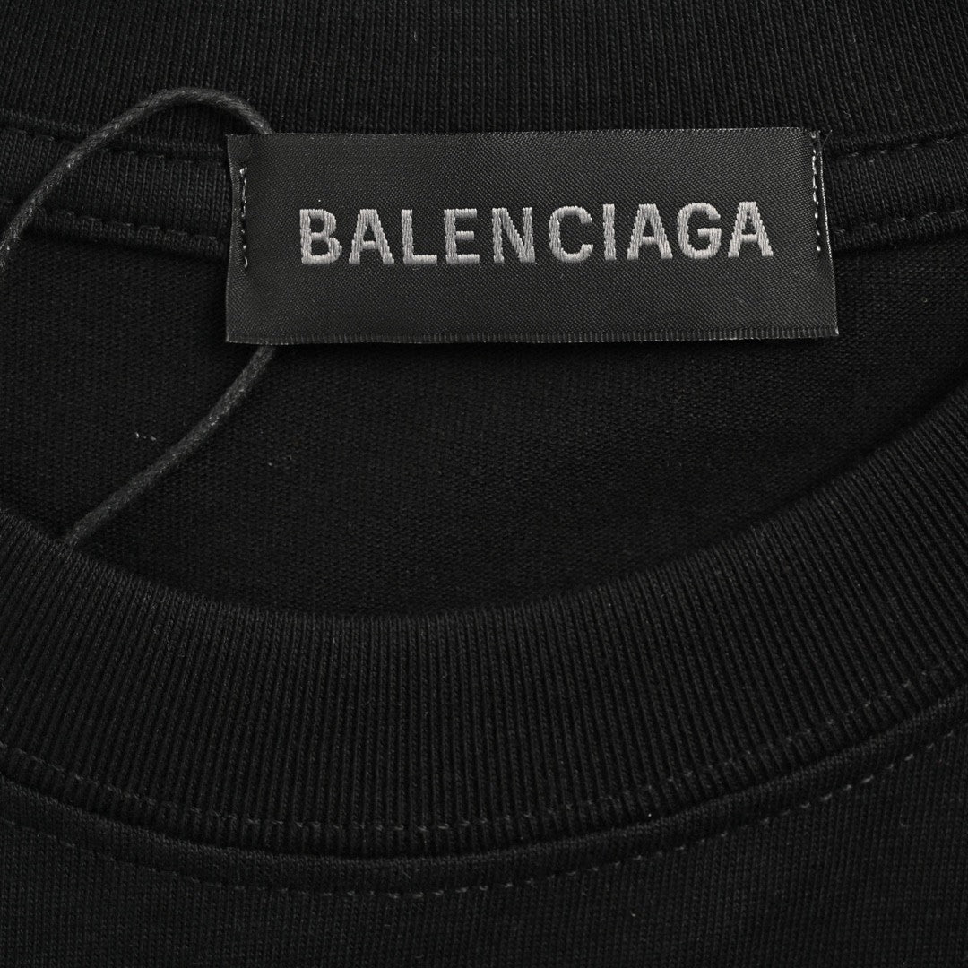 Ba*len*cia*ga multicolor graphic logo black t-shirt