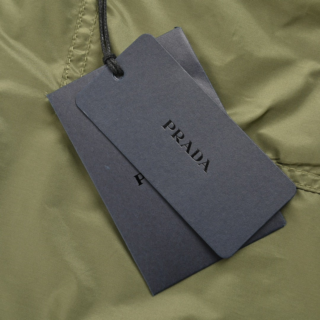 Pra*a olive green short-sleeve jacket