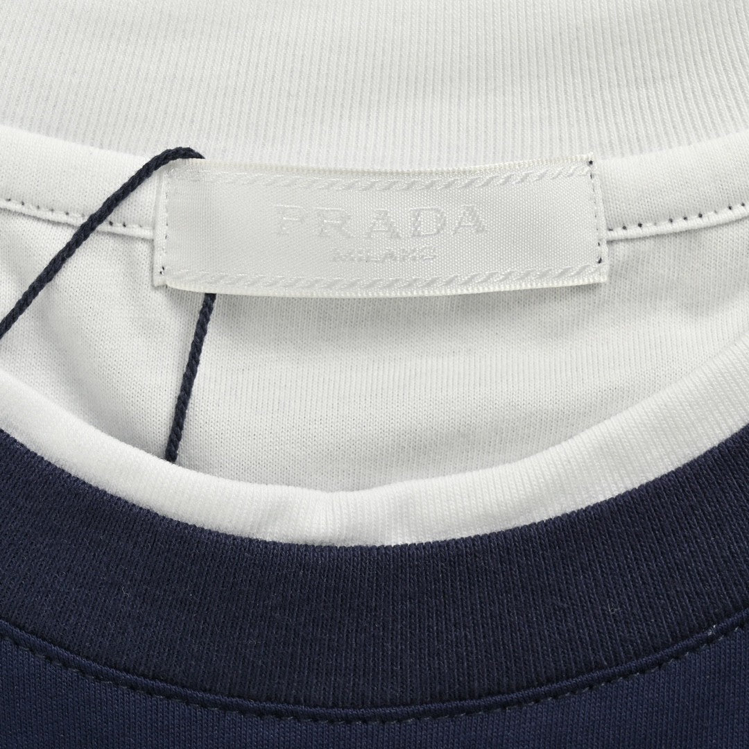 Pra*a navy contrast trim t-shirt