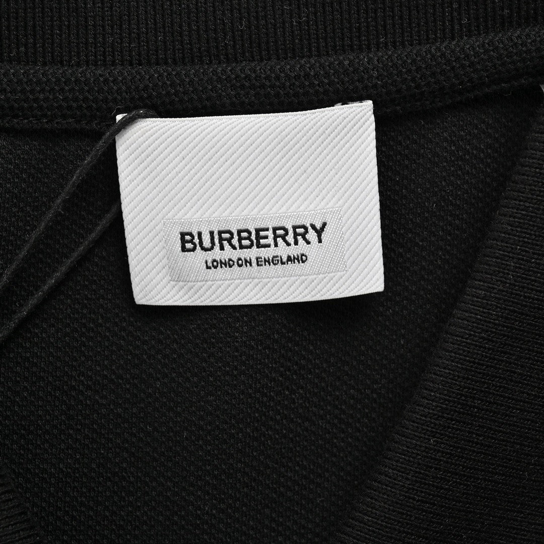 Burberry Striped Collar Polo Shirt in Black