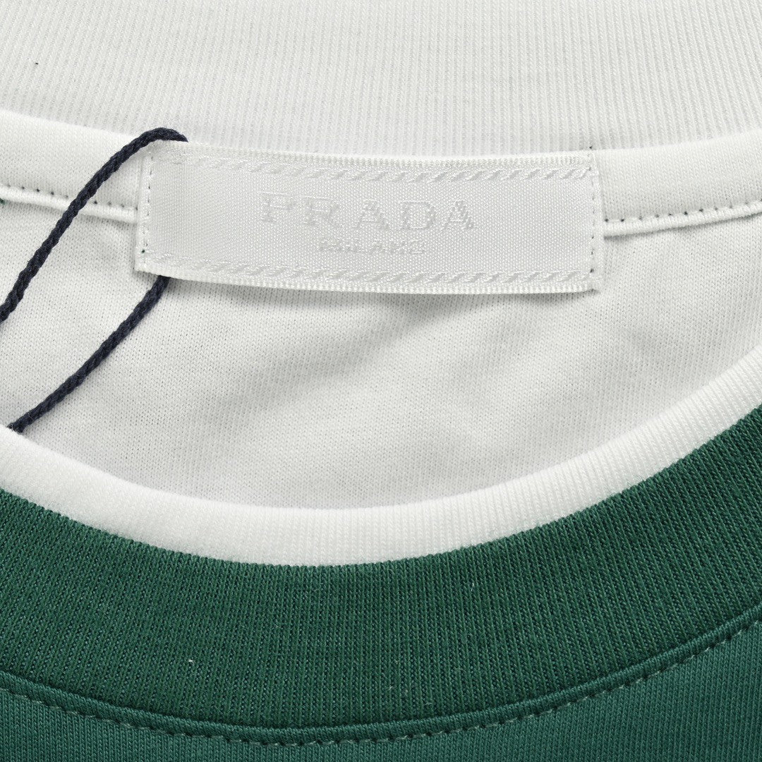 Pra*a green contrast trim t-shirt