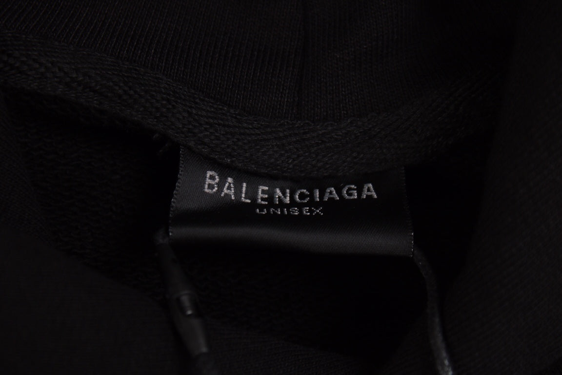 Ba*len*cia*ga black multilogo hoodie