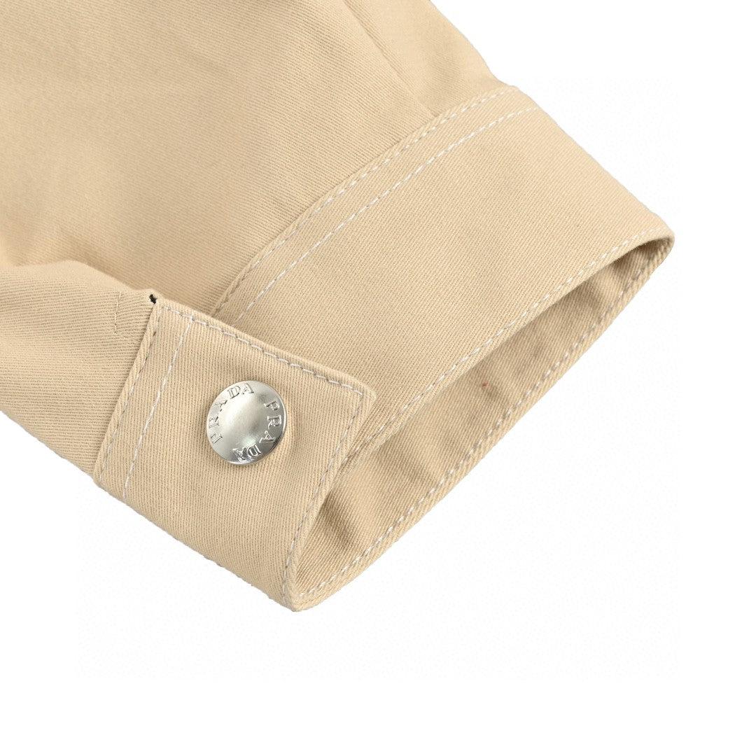 Pra*a beige button-up shirt