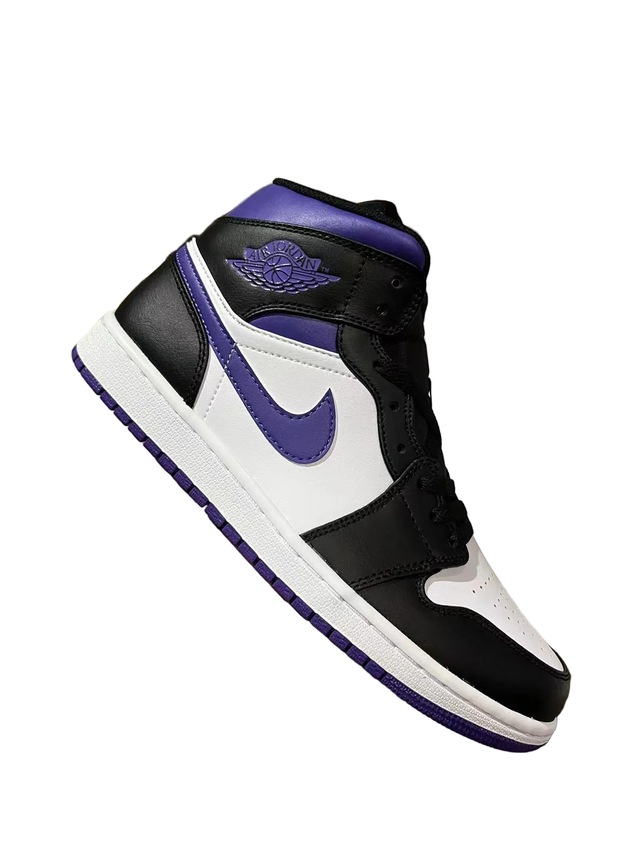 Air Jordan 1 Mid "Black, White, and University Purple"