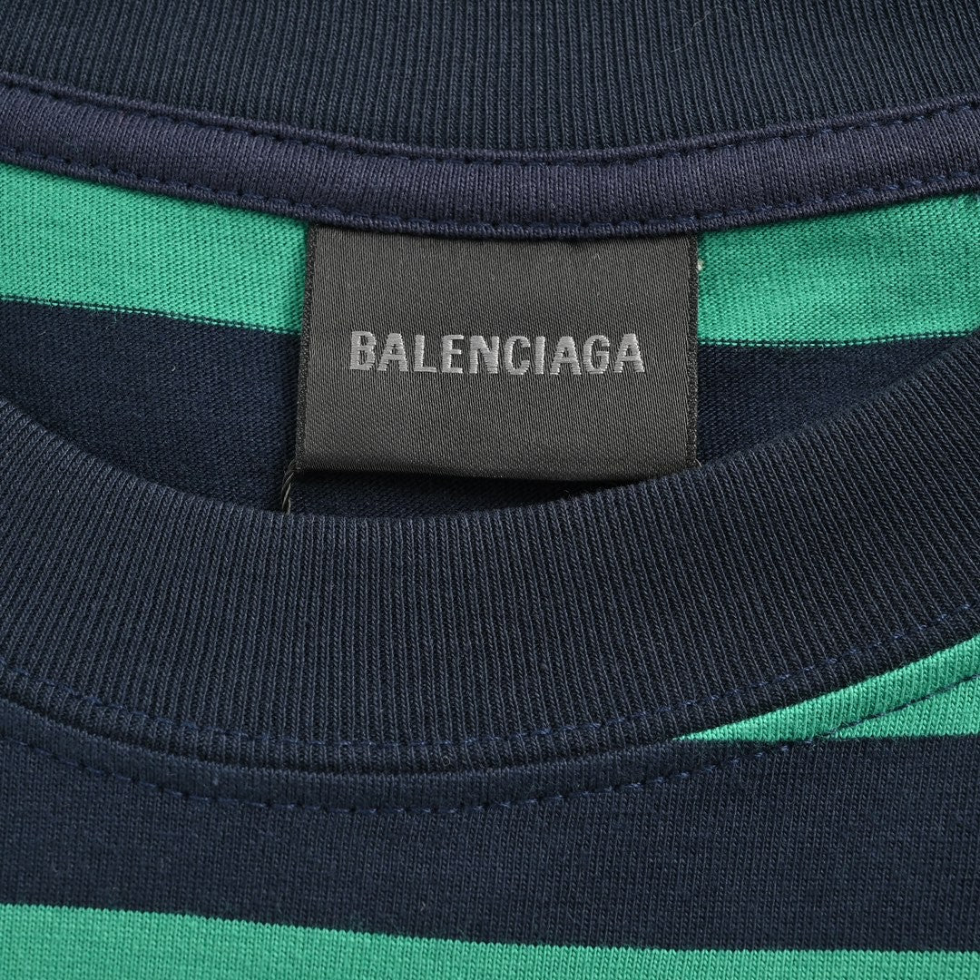 Ba*len*cia*ga green and black striped t-shirt