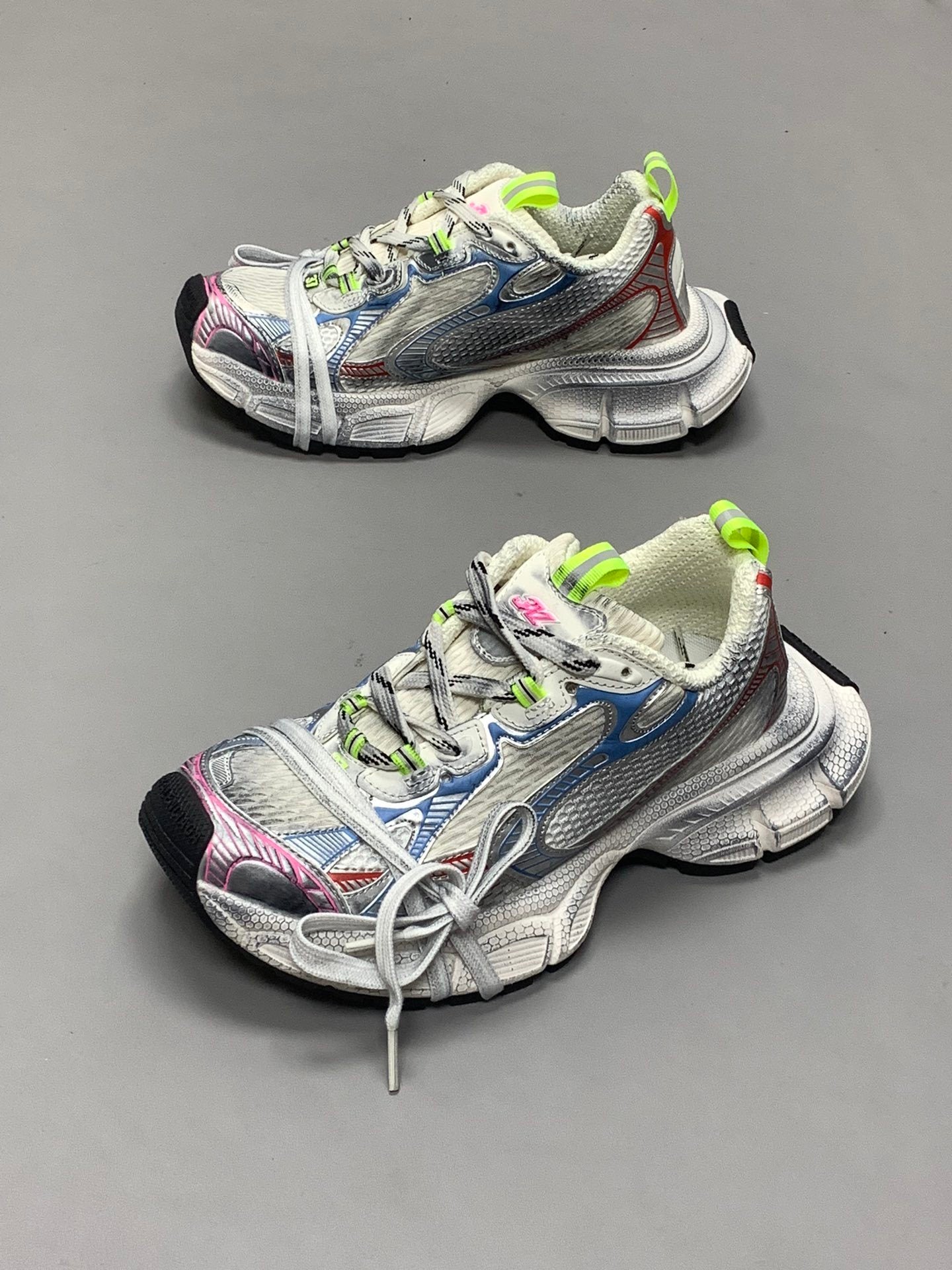 Balenciaga in White/Blue/Red: Graphic Tension