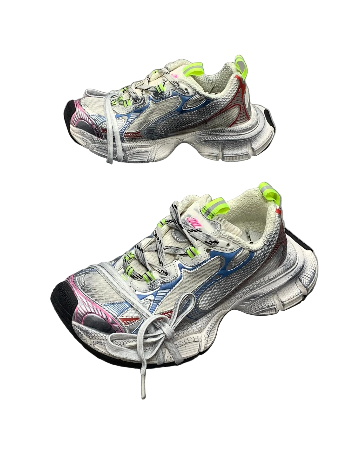 Balenciaga in White/Blue/Red: Graphic Tension