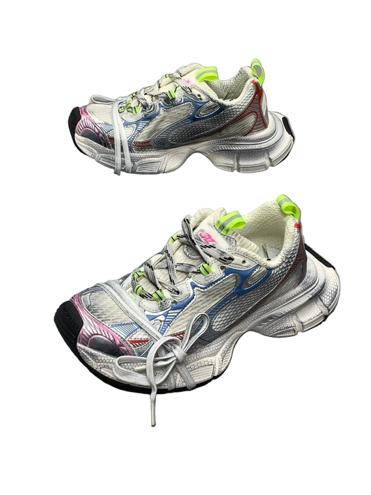 Balenciaga in White/Blue/Red: Graphic Tension