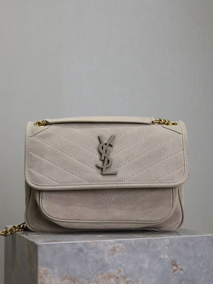 Saint Laurent Grey Grain de Poudre Bag
