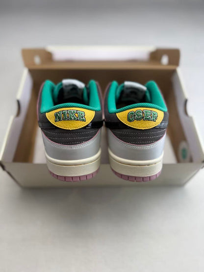 Nike in White/Black/Green: Graphic Botanical