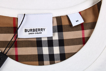 Burberry Check Sleeve T-Shirt (White)