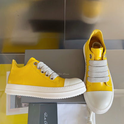 Rick Owens Yellow Low-Top Sneakers