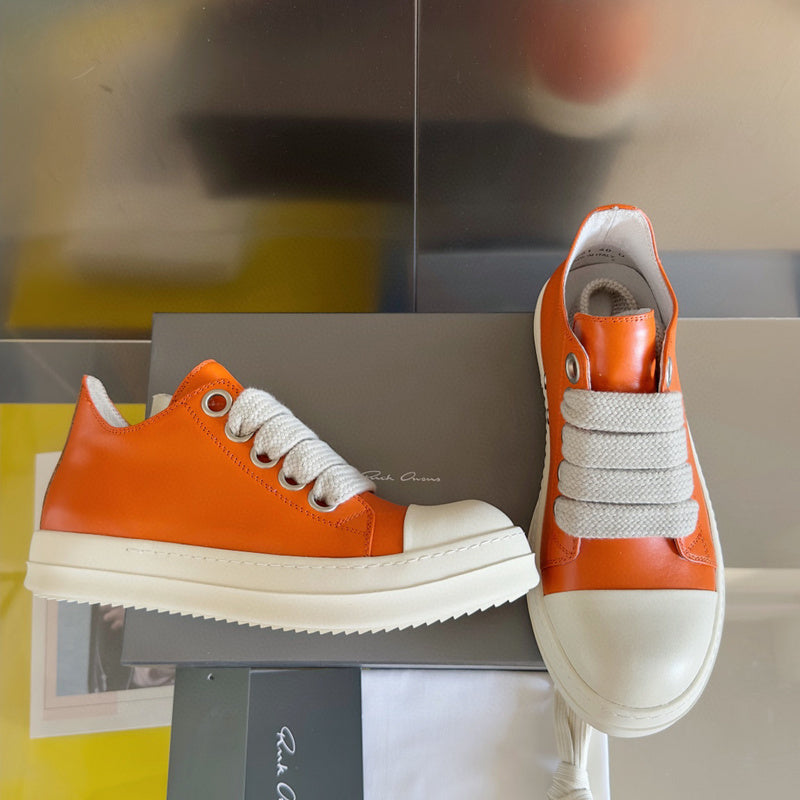 Rick Owens Orange Low-Top Sneakers