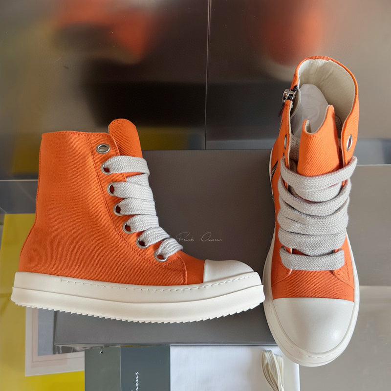 Rick Owens Orange High-Top Sneakers