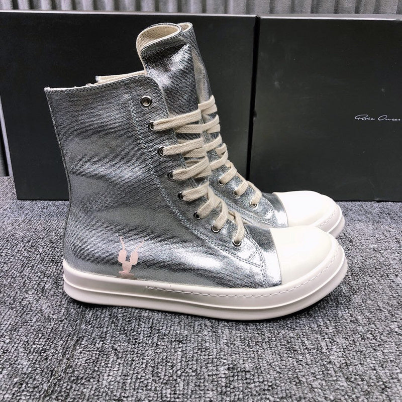 Rick Owens Metallic High-Top Sneakers