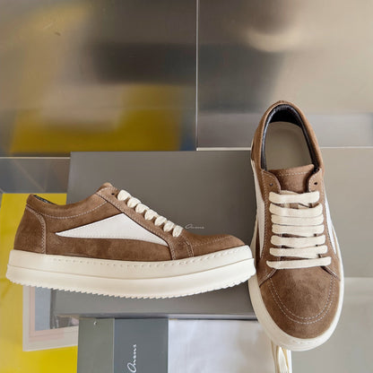 Rick Owens Brown Suede Low-Top Sneakers