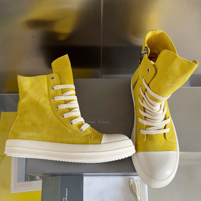 Rick Owens Yellow High-Top Sneakers