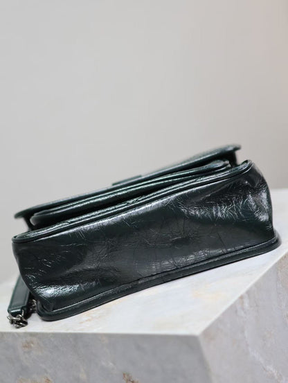 Saint Laurent Black Waxed Leather Bag