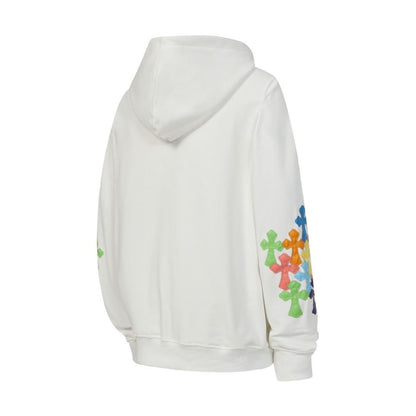 CHROME HEARTS Multicolor Cross Patch Zip-Up Hoodie - White