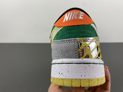 Nike SB Dunk Low "White / Metallic Silver / Green / Black"