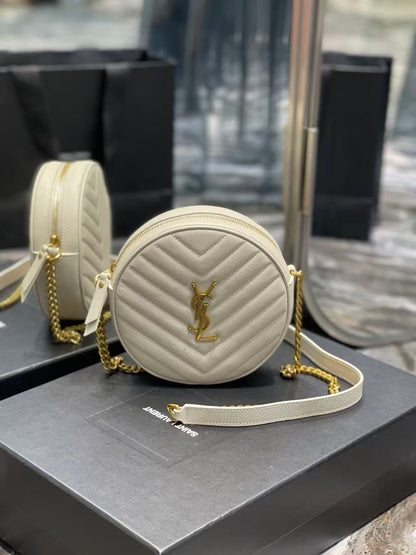 Saint Laurent White Small Round Bag