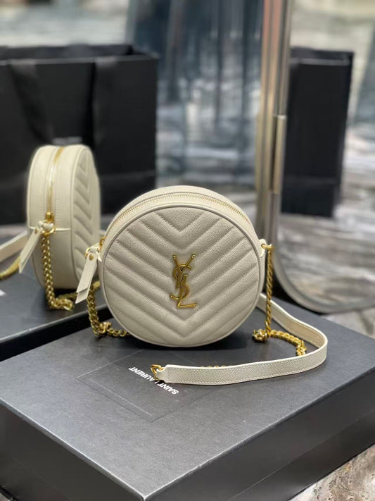 Saint Laurent White Small Round Bag