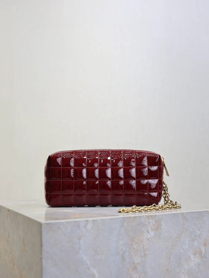 Saint Laurent Burgundy Patent Leather Bag