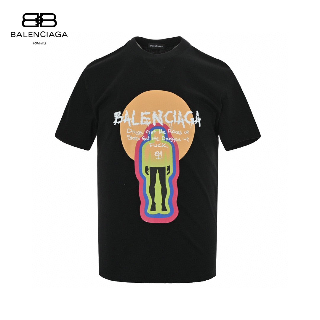 Ba*len*cia*ga black t-shirt with graphic design