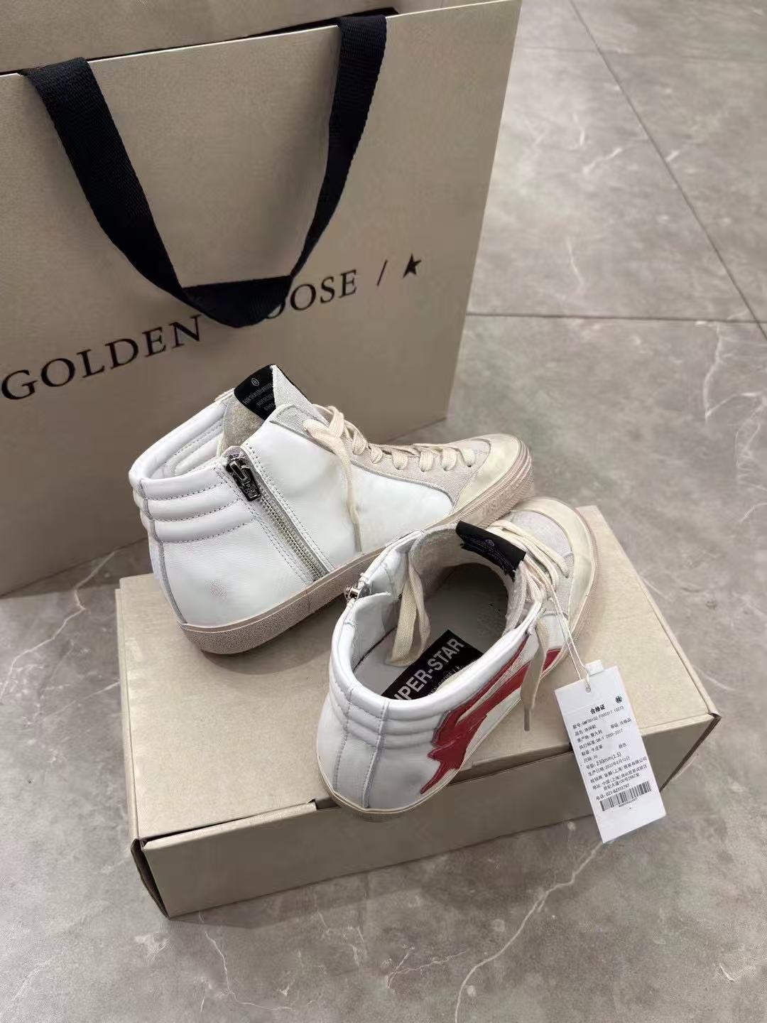 Golden Goose Slide High-Top Red Canvas Sneaker