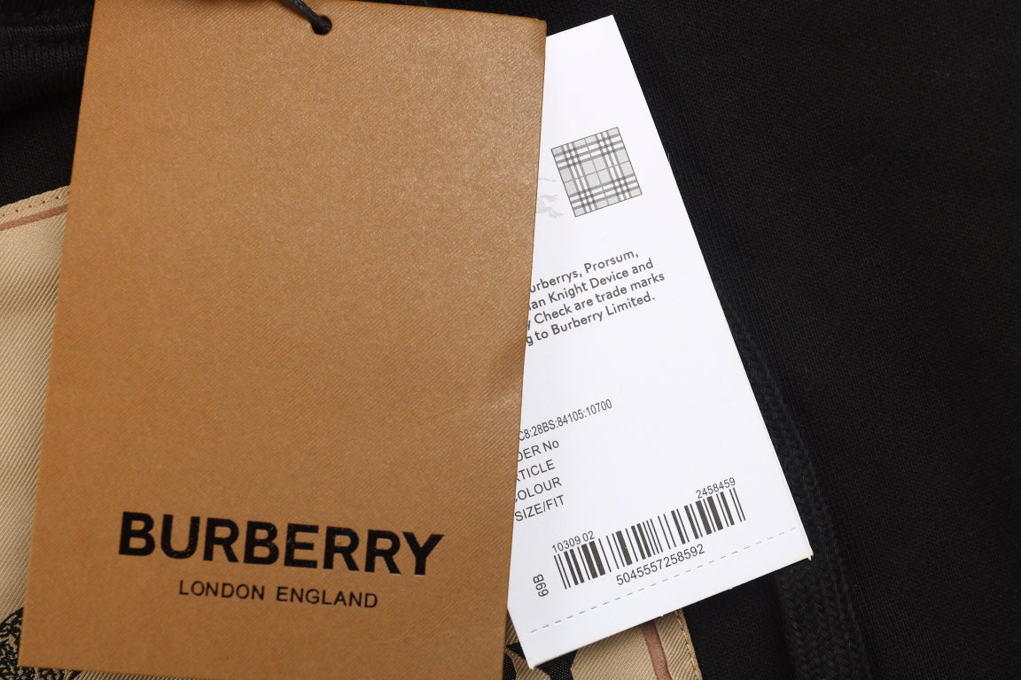 Burberry Black Hoodie with Logo Patch